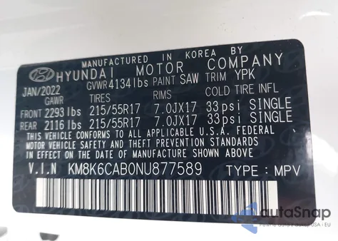 2022 Hyundai Kona Sel z USA, uszkodzony, nr VIN KM8K6CAB0NU877589